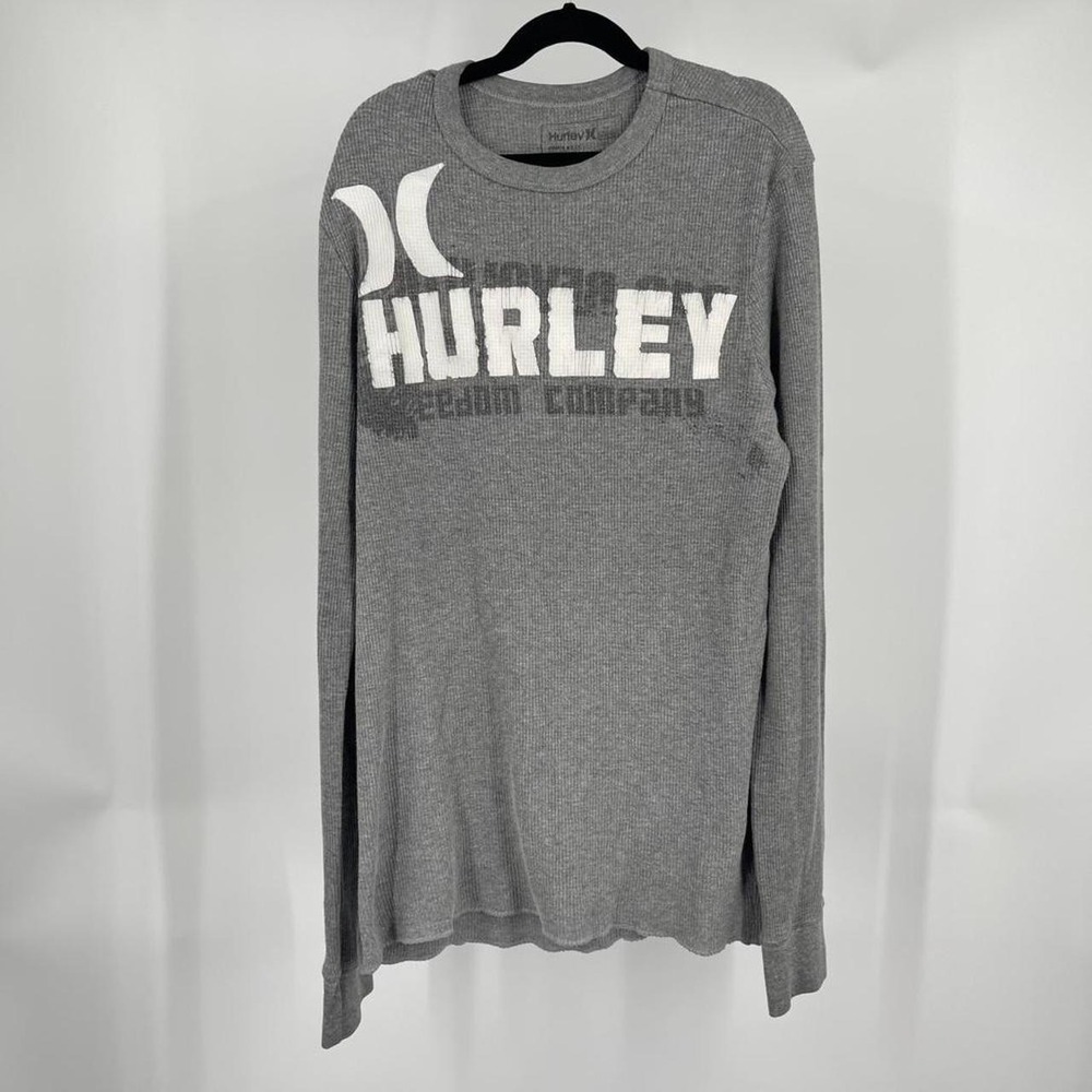 Y2K Hurley Waffle Knit Henley Shirt Surfer Skater Cyber Goth Thermal Men's M